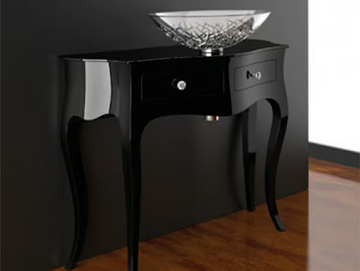 LEONARDO CANTO XL BLACK ICE OVAL - Floor-standing console sink with drawers by Glass Design - view 2